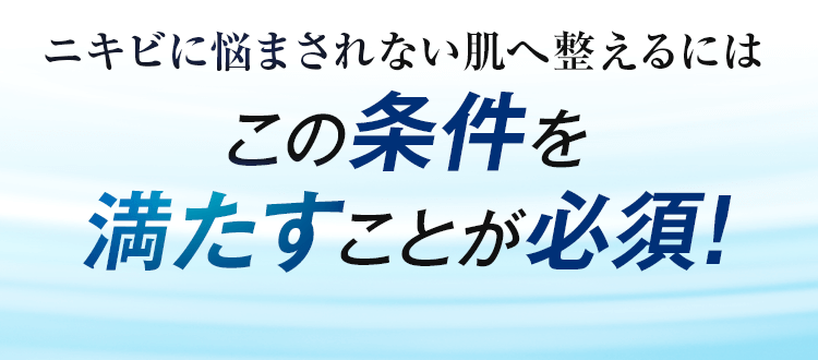 ニキビに悩まされない肌へとどのエルにはこの条件を満たすことが必須