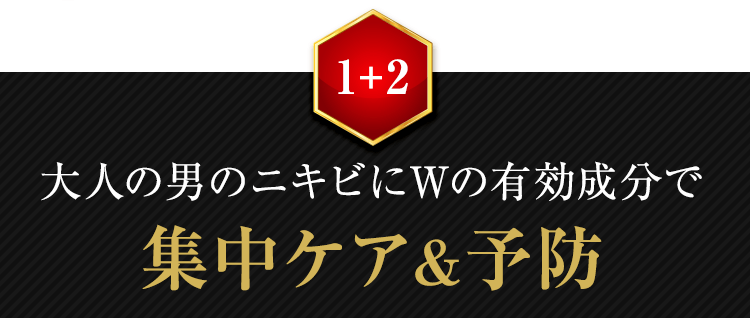 大人の男のニキビにWの有効成分で集中ケア＆予防