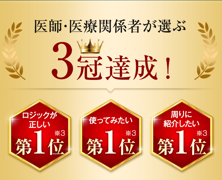 医師・医療関係者が選ぶ3冠達成！